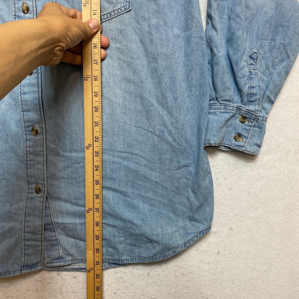 Sofia by Sofia Vergara Shirt Womens L Blue Denim Button Down Light Wash Cotton - Picture 3 of 9